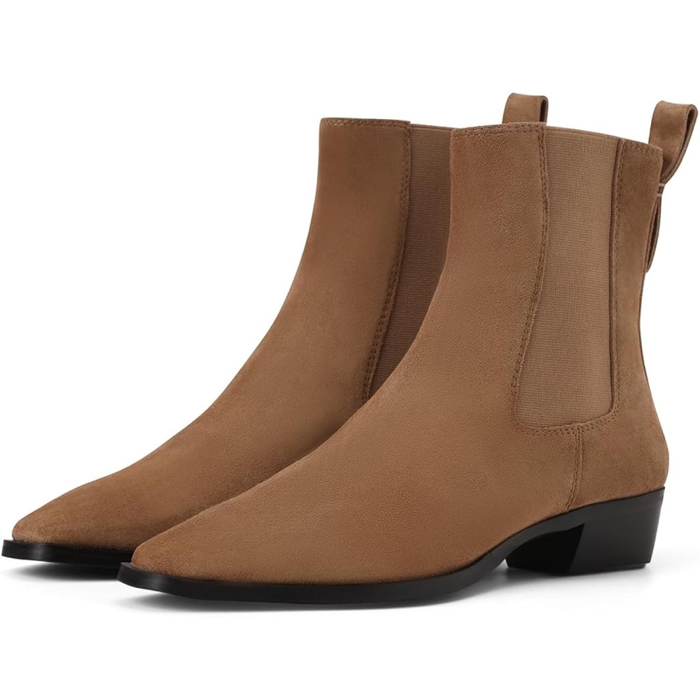 Bupnuom Women Chelsea Commuter Boot‎ Suede Leather Tan Camel Size 7